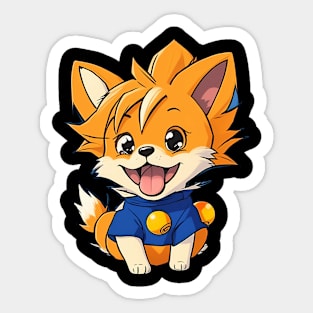 Adorable Cartoon Dog in Goku Style Sticker